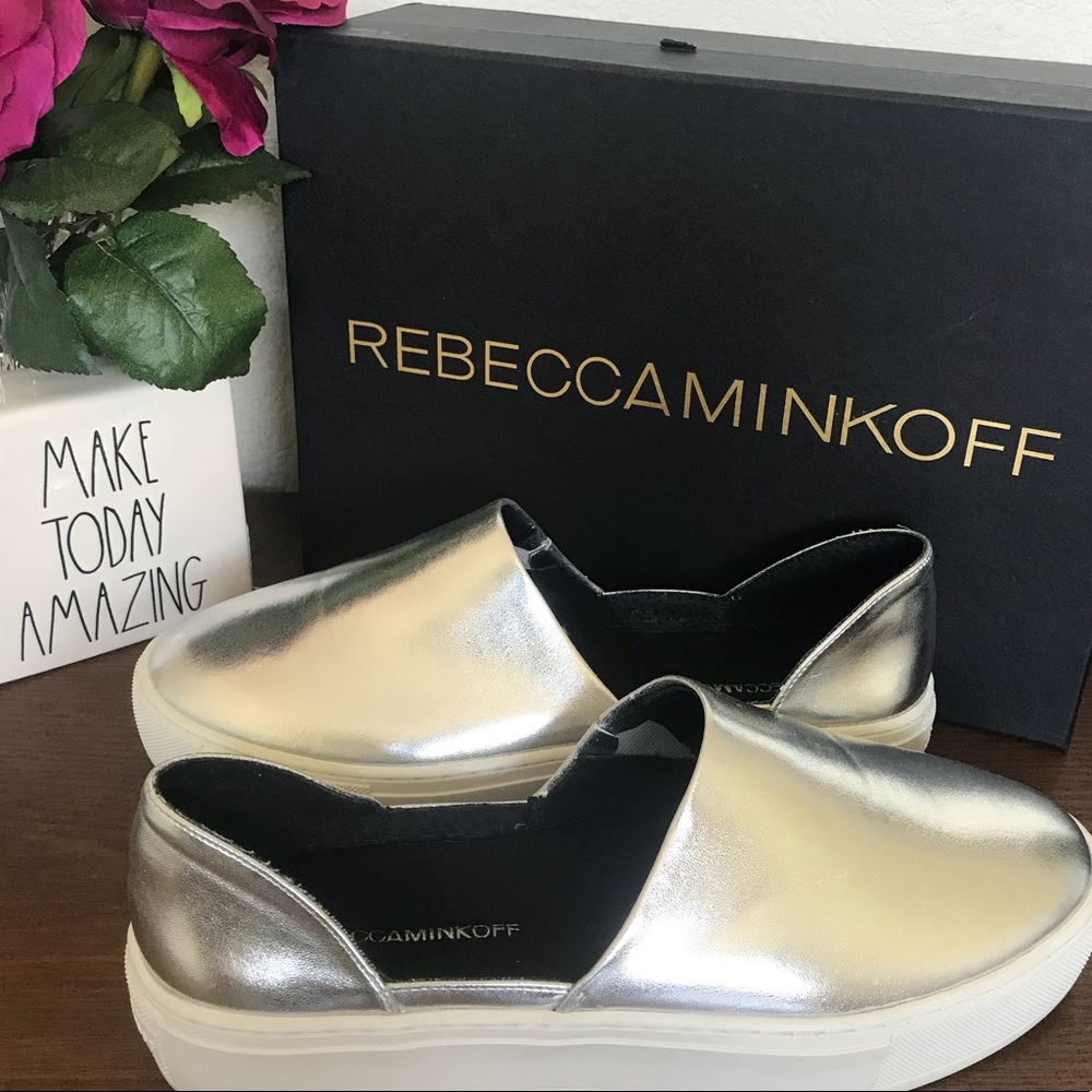 Rebecca Minkoff Silver Slipon Sneakers new in box
